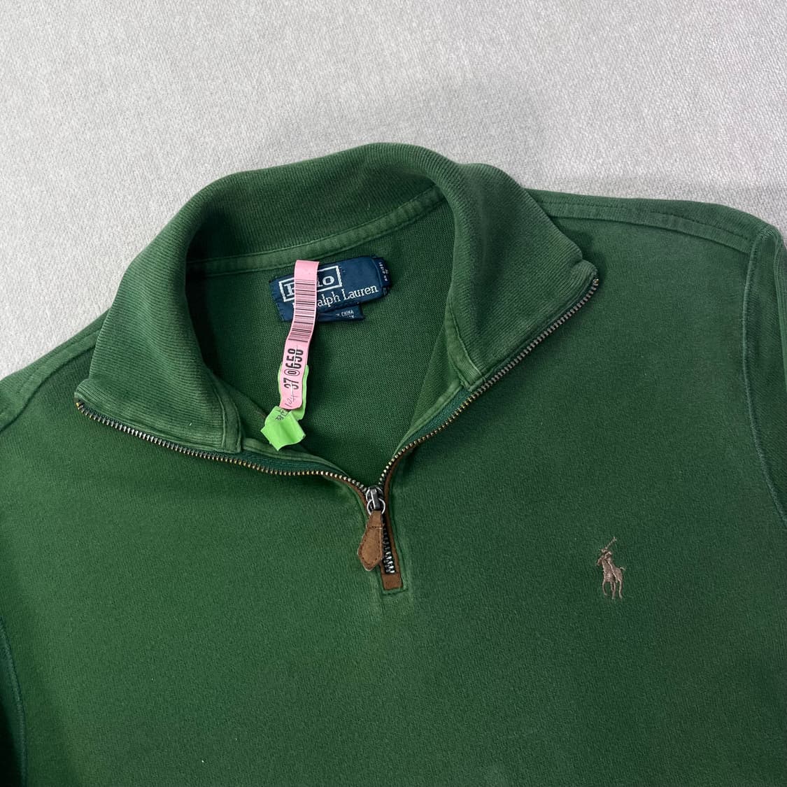 95 폴로랄프로렌 코튼 그린 반집업 니트 상품이미지2