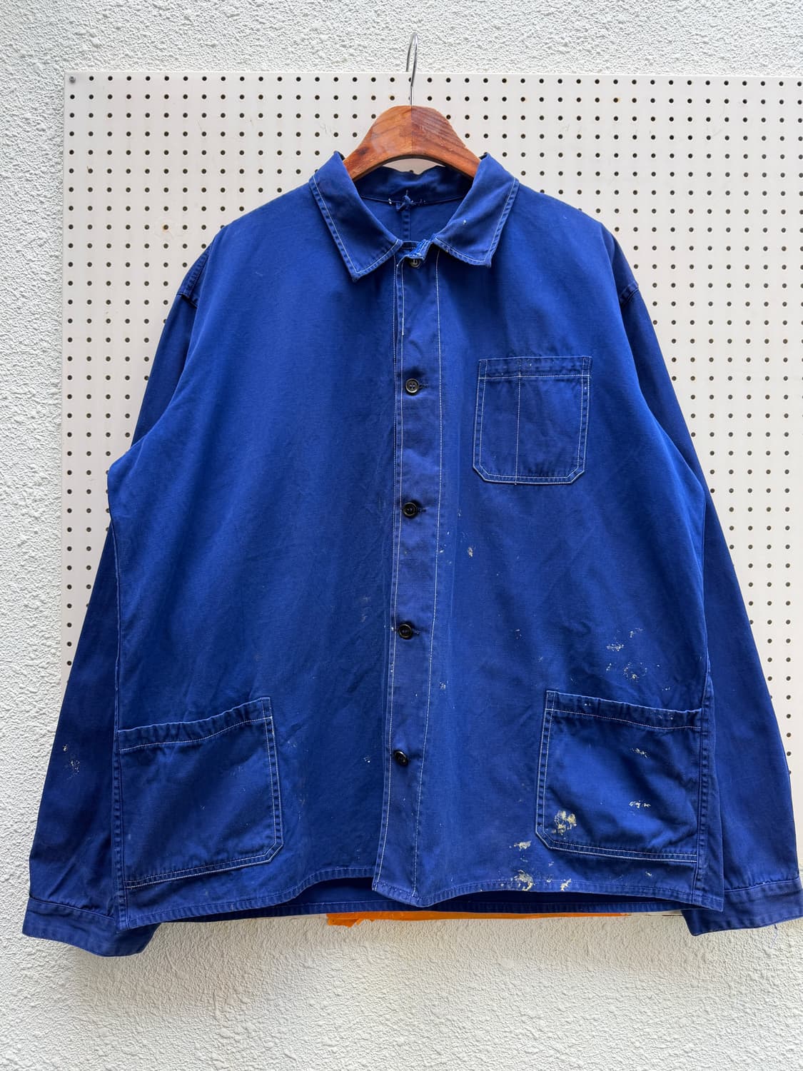 OLD VINTAGE DARK BLUE PAINTED 프렌치워크자켓 상품이미지1