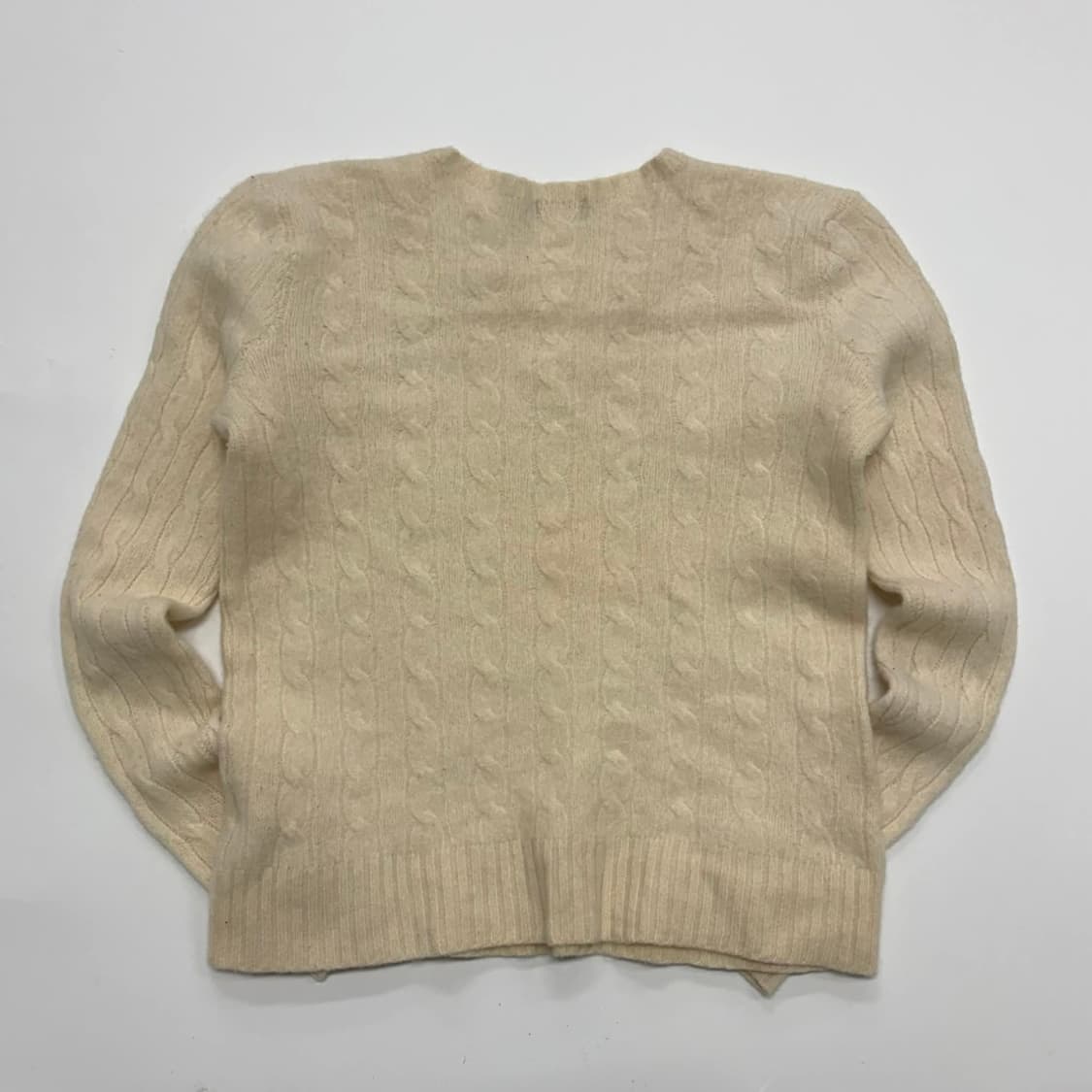폴로 랄프로렌 아이보리 울 캐시미어 걸즈 케이블 크루넥 니트(M) 상품이미지3