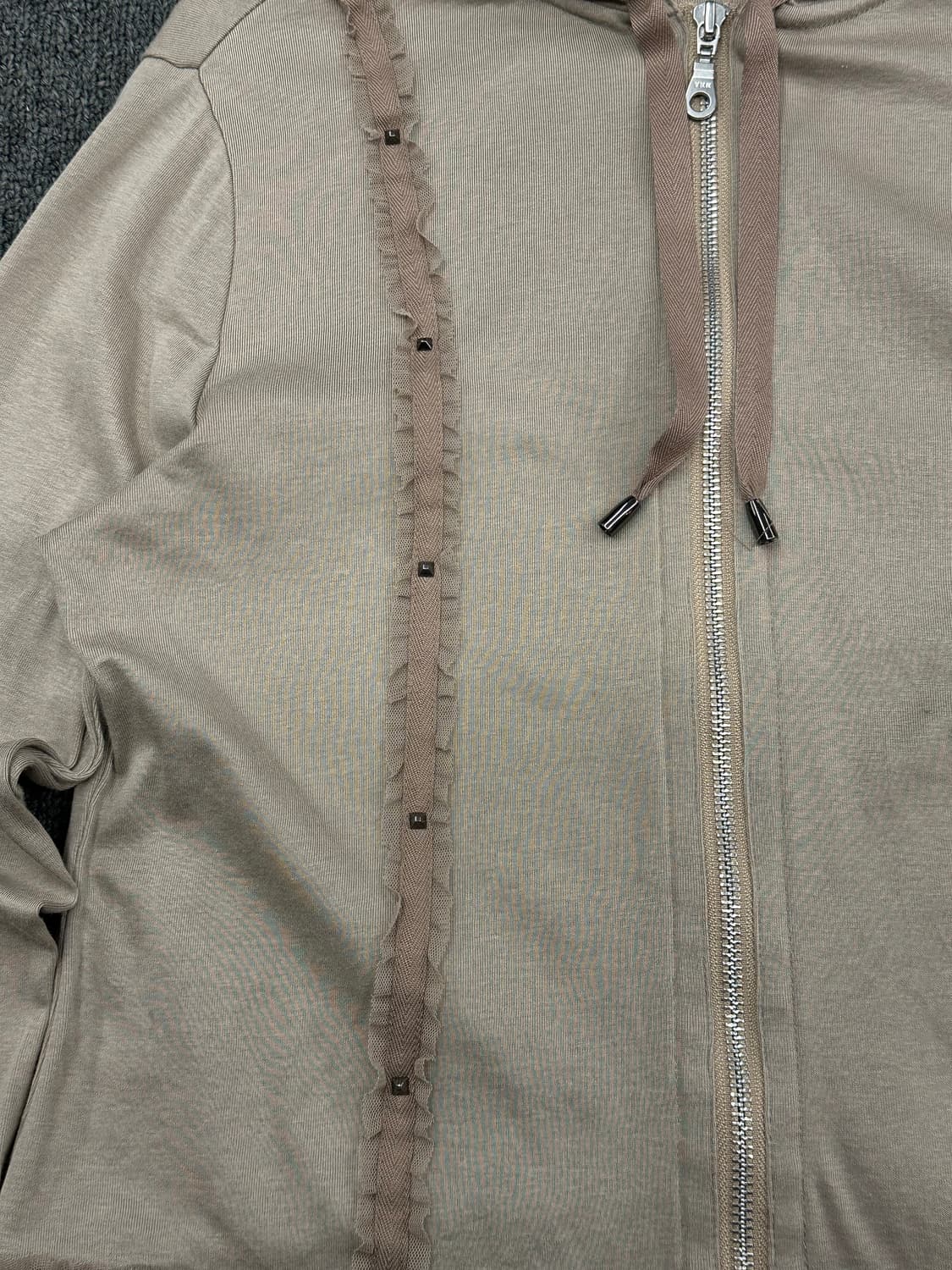 40)Japanese vintage 여성 스터드 트리밍 러플 디테일 후드 상품이미지5