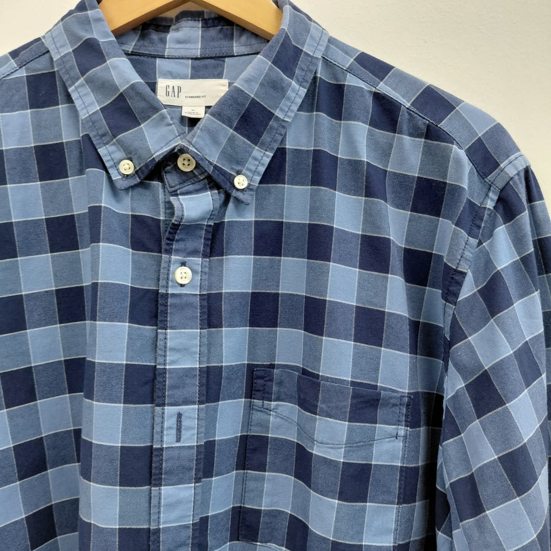 GAP 갭 블루 체크 스탠다드핏 셔츠 XL 상품이미지4