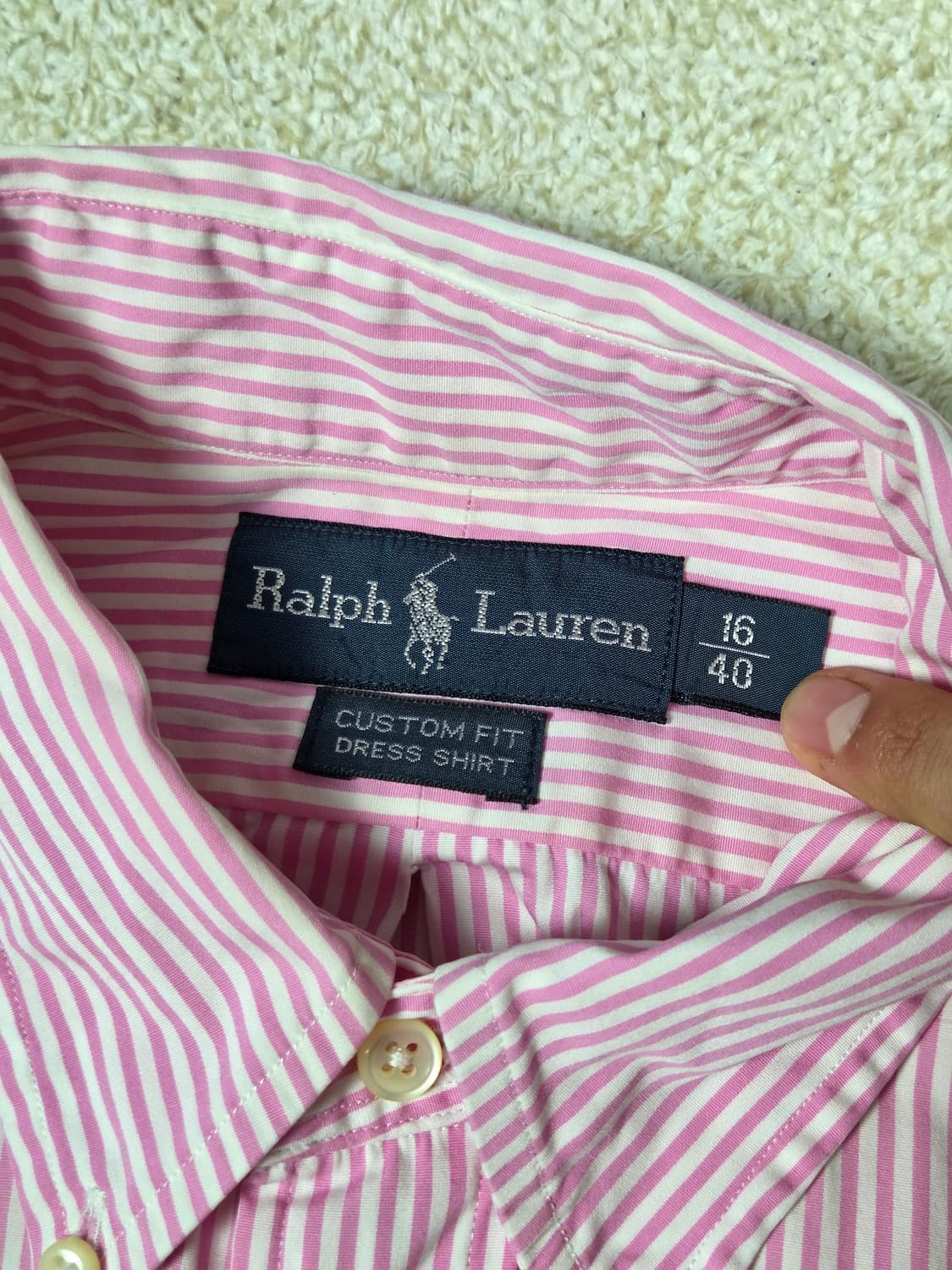 [폴로 랄프로렌] 커스텀핏 핀스트라이프 반팔 드레스 셔츠 | S00060 상품이미지3