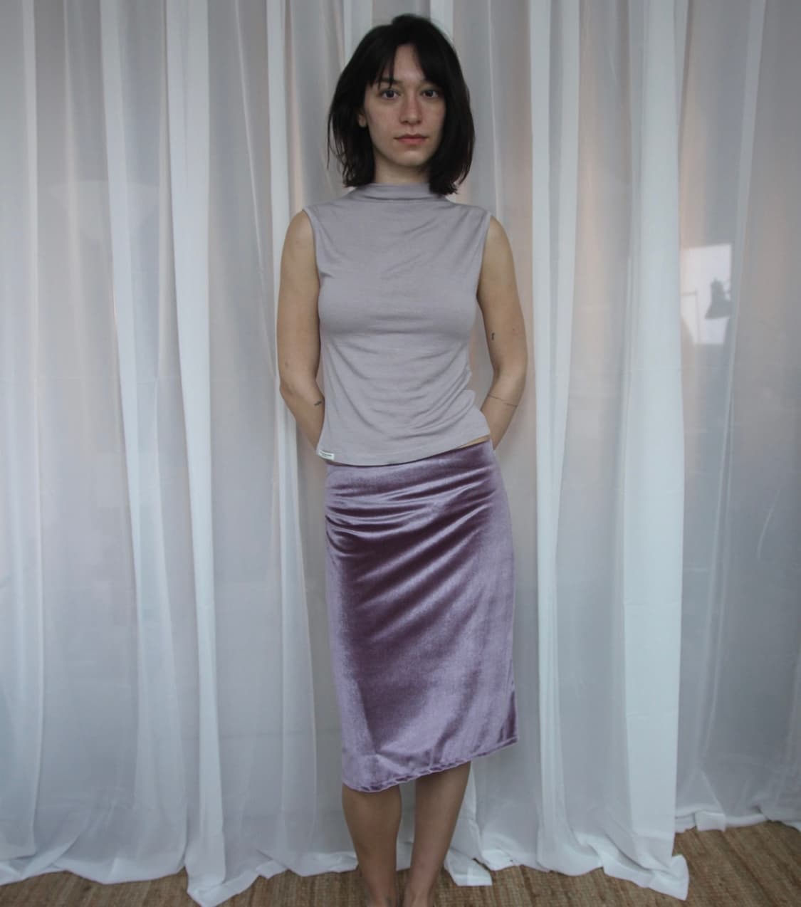 amorshaee MOCK NECK SLEEVELESS - LAVENDE 상품이미지2