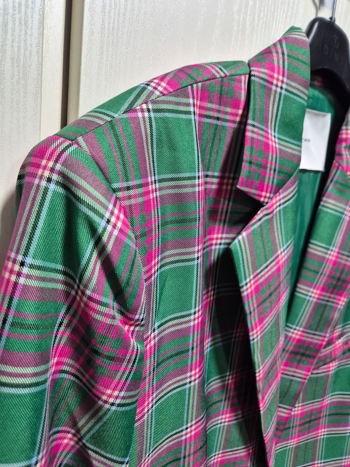 (새상품)DINT 딘트 그린 핑크 체크 자켓 상품이미지6