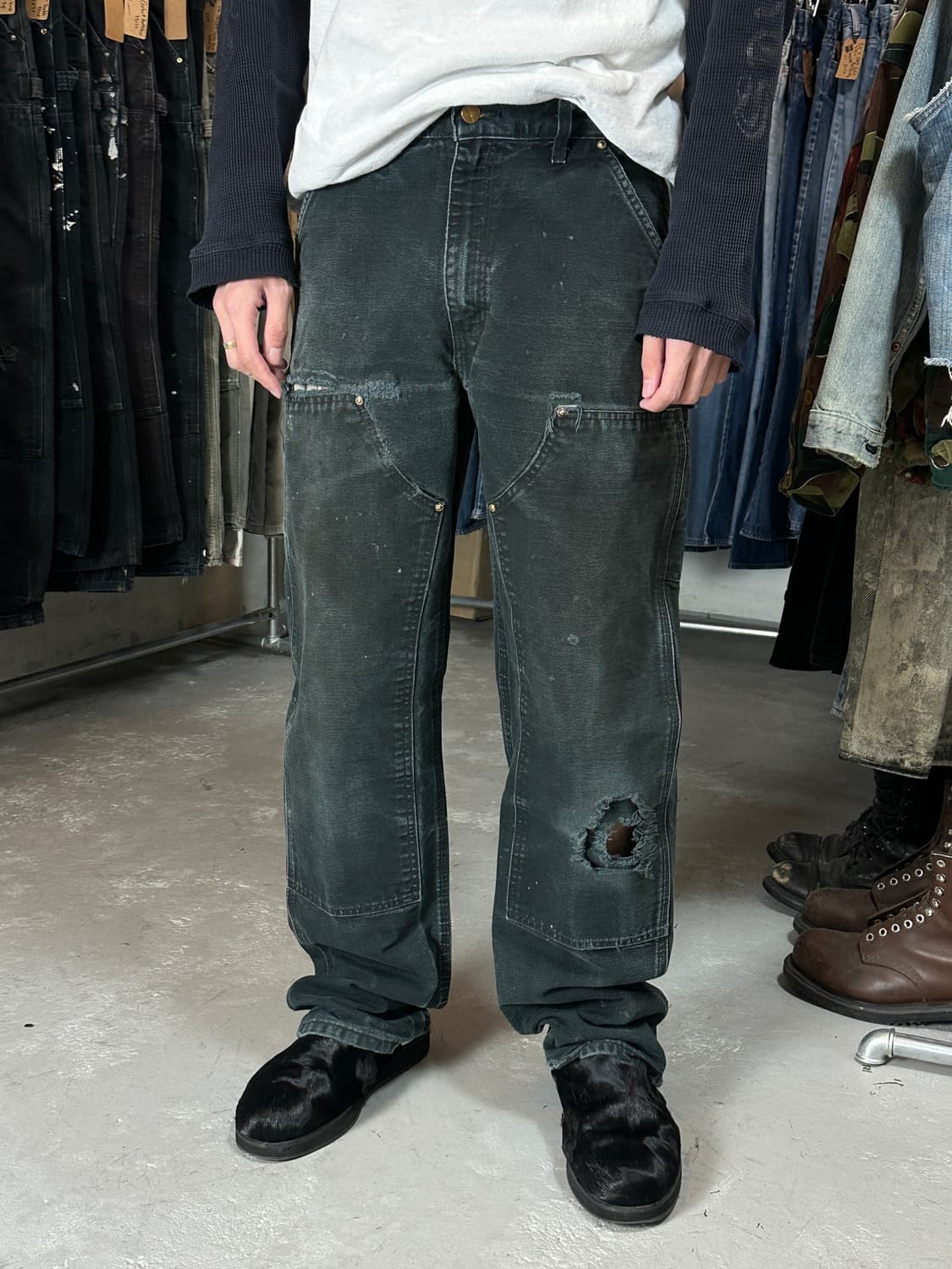 OG 칼하트 B01 더블니 블랙 칼하트 썩블니 워크팬츠 상품이미지1