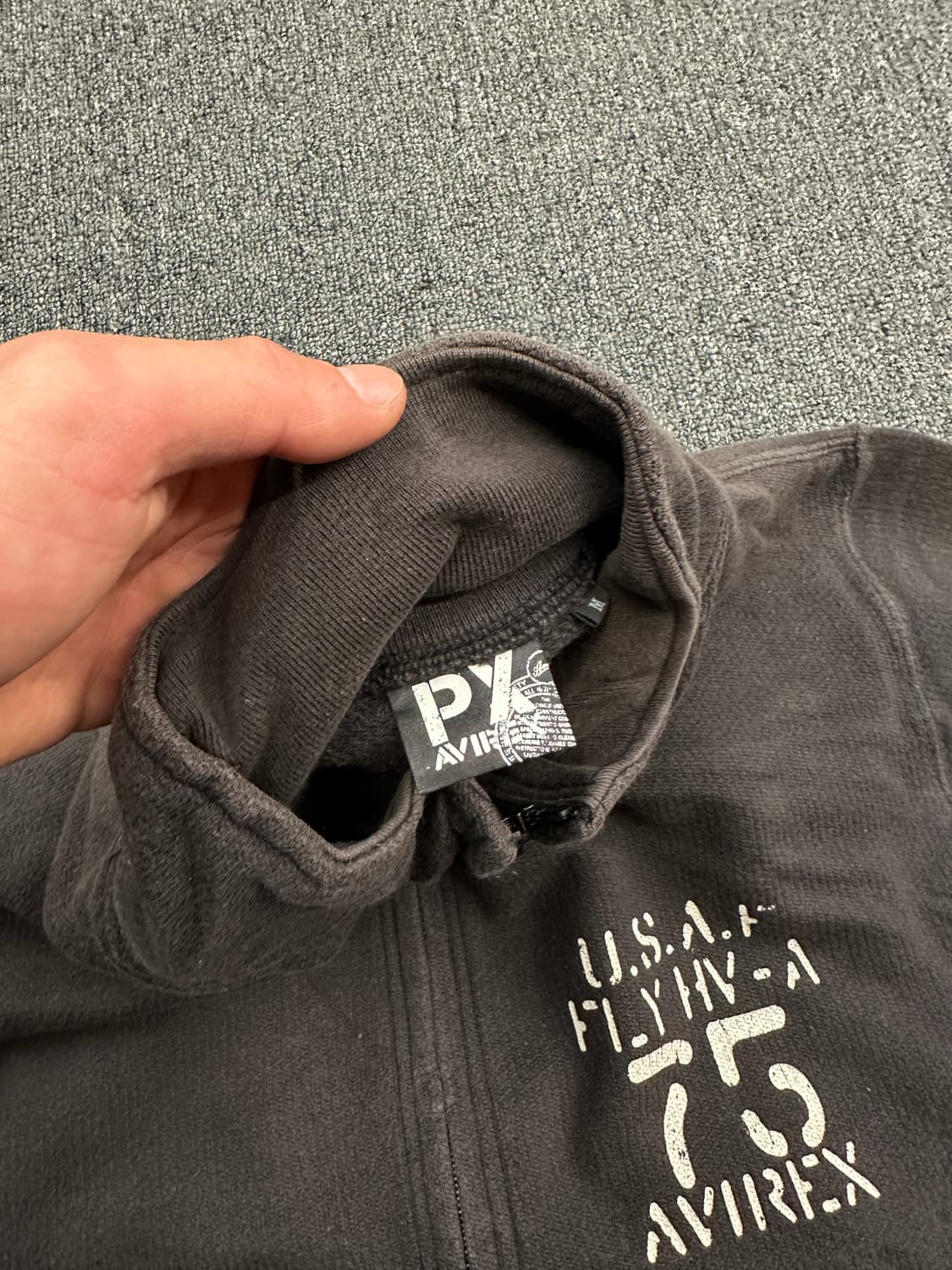 M) 아비렉스 스웻 집업 저지 차콜  상품이미지8