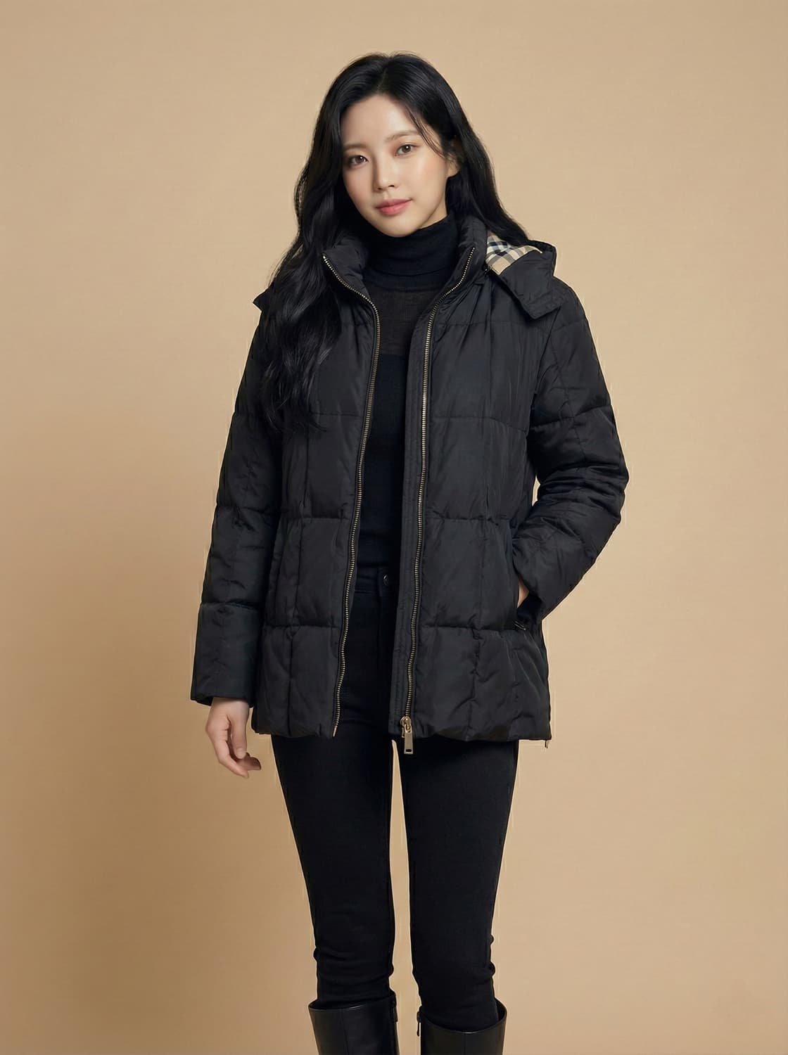 버버리 런던(Burberry London) 노바 체크 후드 퀼팅 자켓 상품이미지1