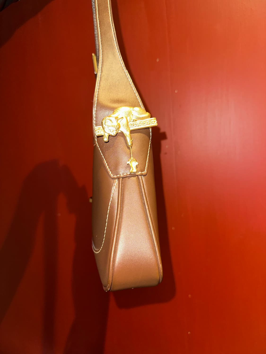 CDSD 소가죽 가방 빈티지 고양이 브로치 상품이미지1