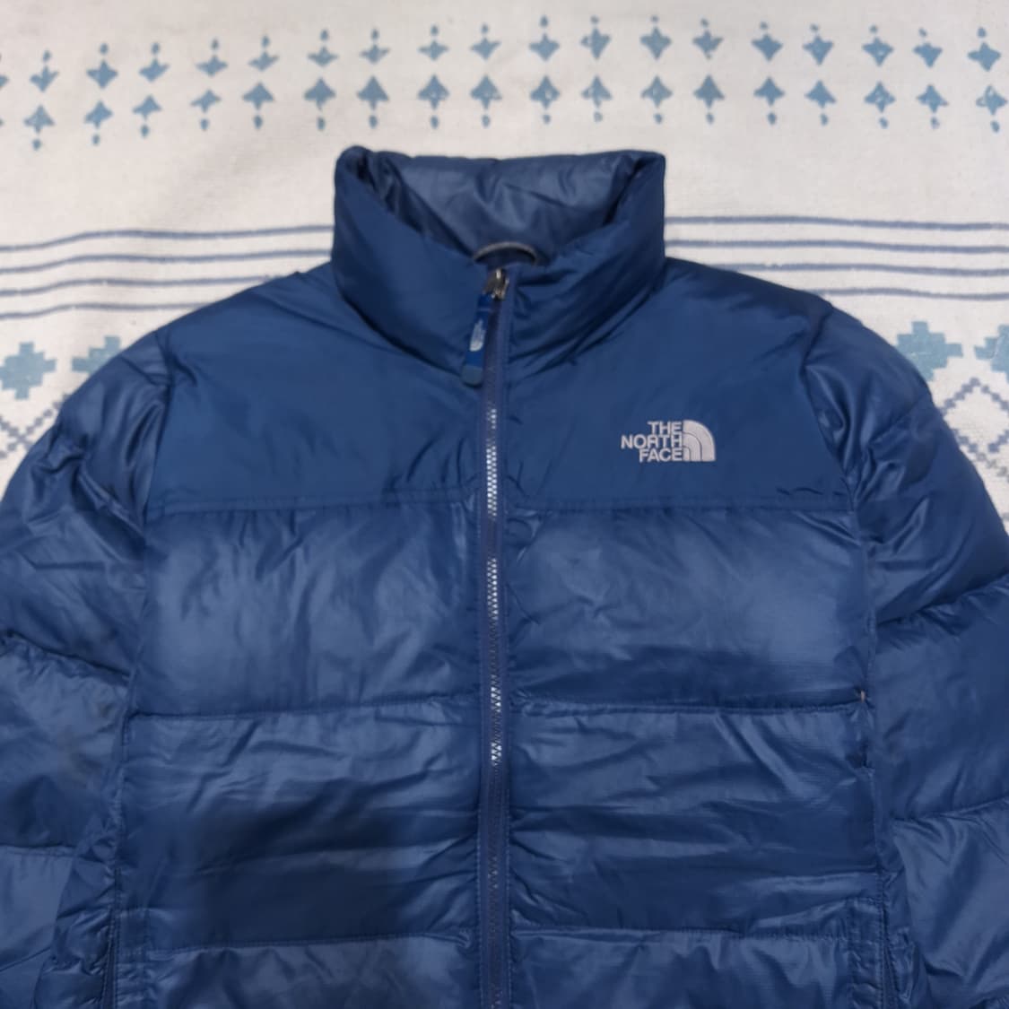 노스페이스 700 블루 톤톤 자수로고 눕시 거위털 구스다운 패딩 점퍼 상품이미지4