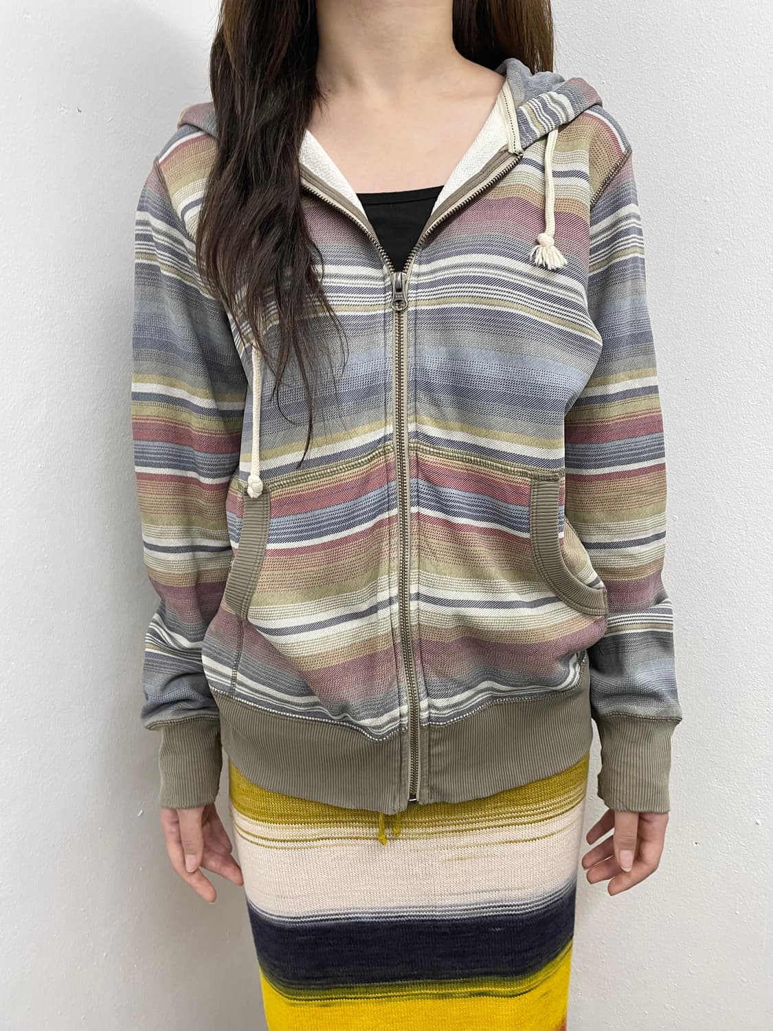 빈티지 에스닉 스트라이프 후드집업 상품이미지2