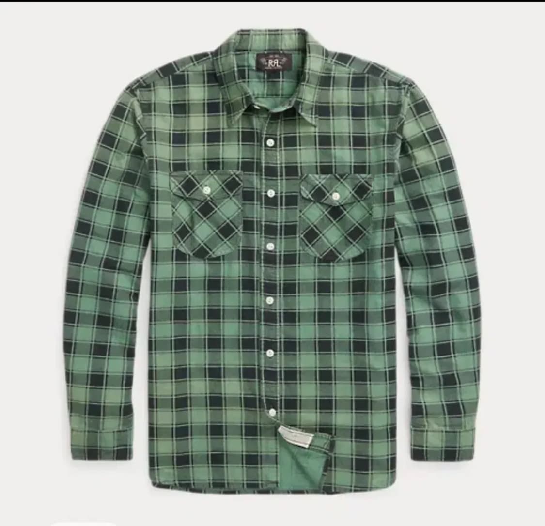 더블알엘(RRL) 그린 플래드 프린트 샤모아 워크셔츠 L사이즈 상품이미지1