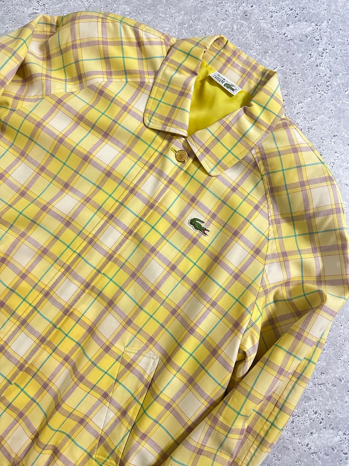90s Lacoste 올드스쿨 서광 옐로우 타탄 체크 자켓 상품이미지1