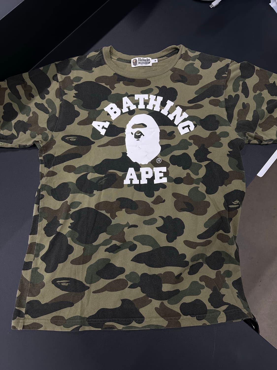 베이프 카모 컬리지 반팔 티셔츠 그린 상품이미지3