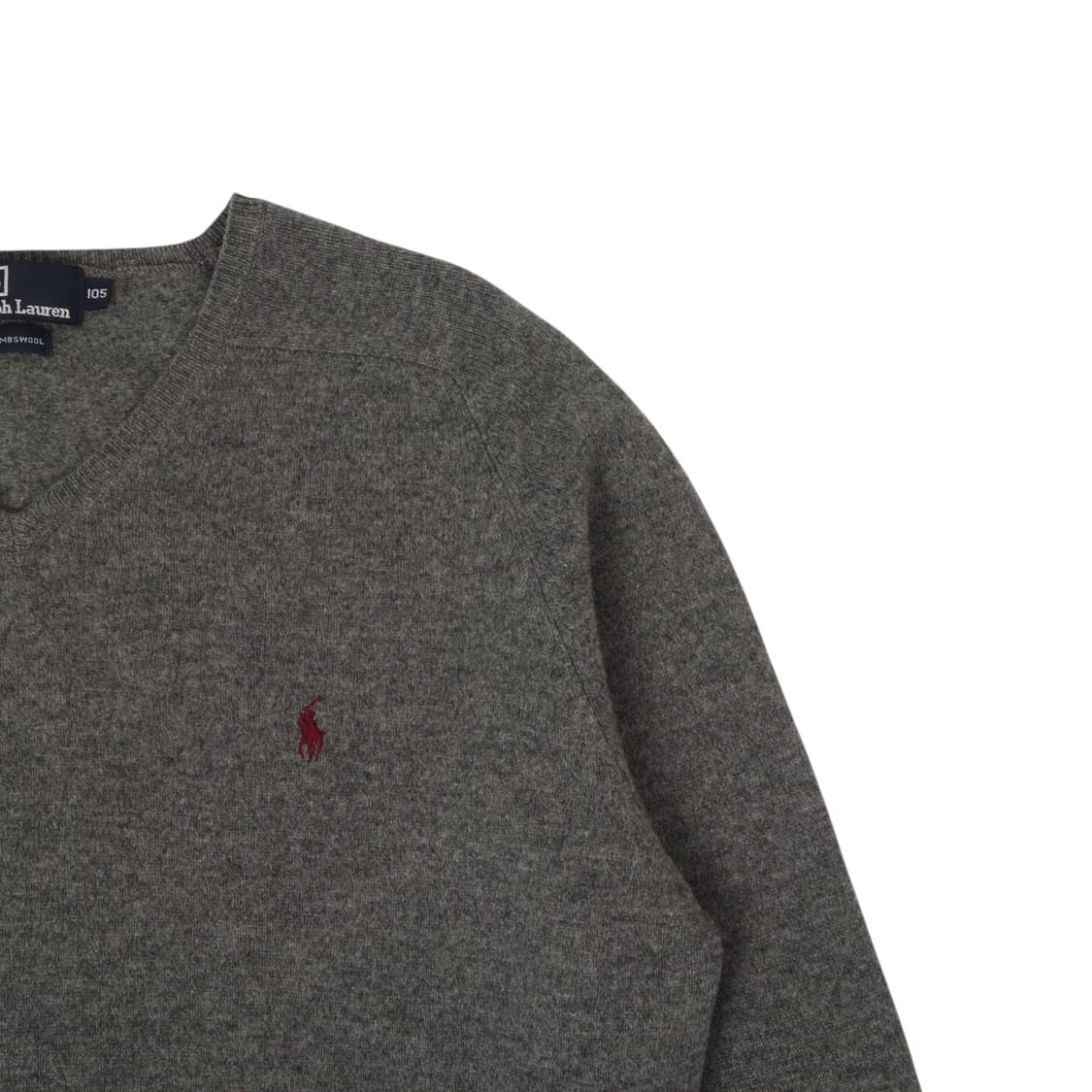 폴로 랄프로렌 챠콜그레이 램스울 브이넥 니트 상품이미지3