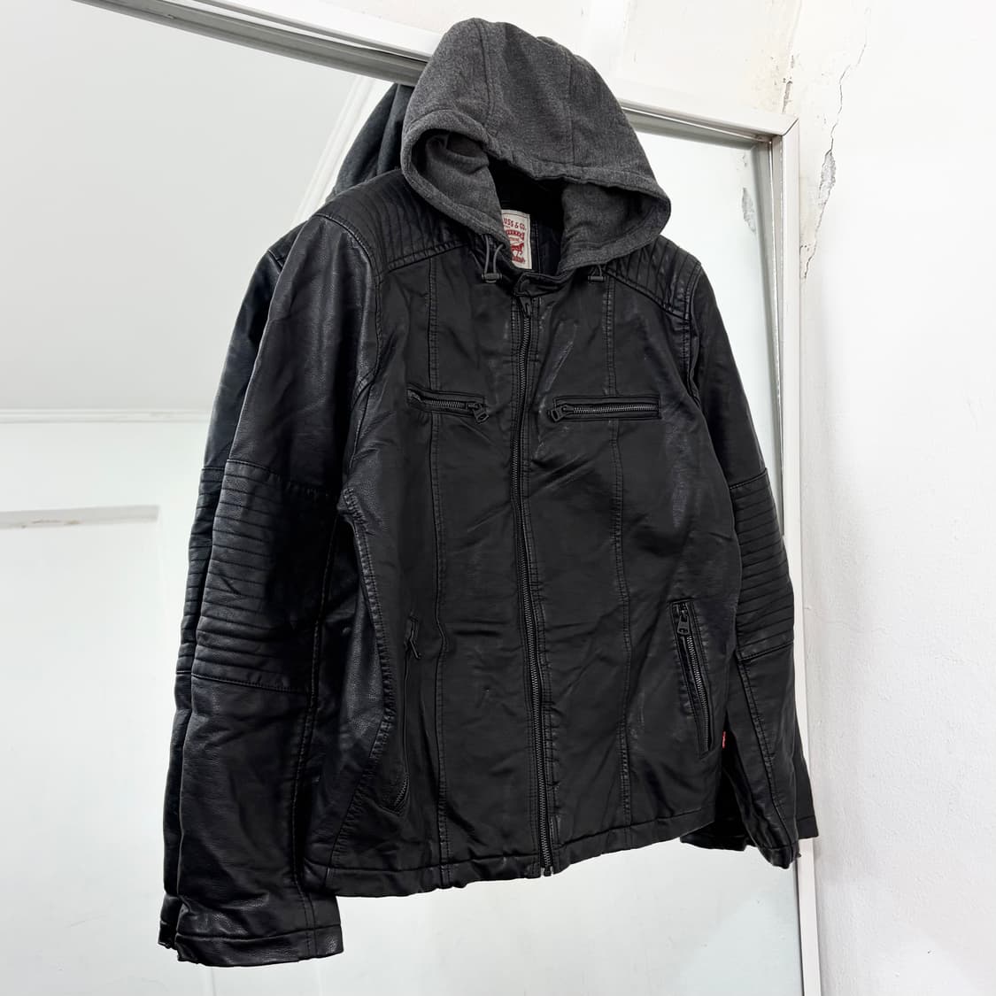 리바이스 후드 레더 바이커 자켓 상품이미지1