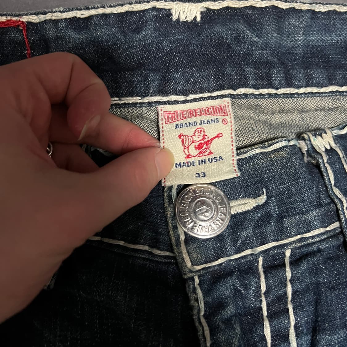 트루릴리젼 부츠컷 화이트 스티치 데님팬츠 상품이미지4