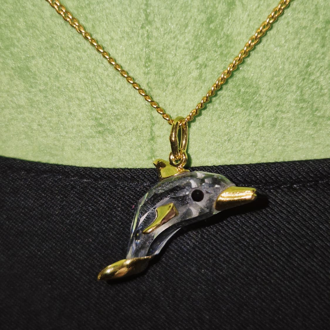 90s 스와로브스키 크리스탈 돌고래 목걸이 상품이미지6