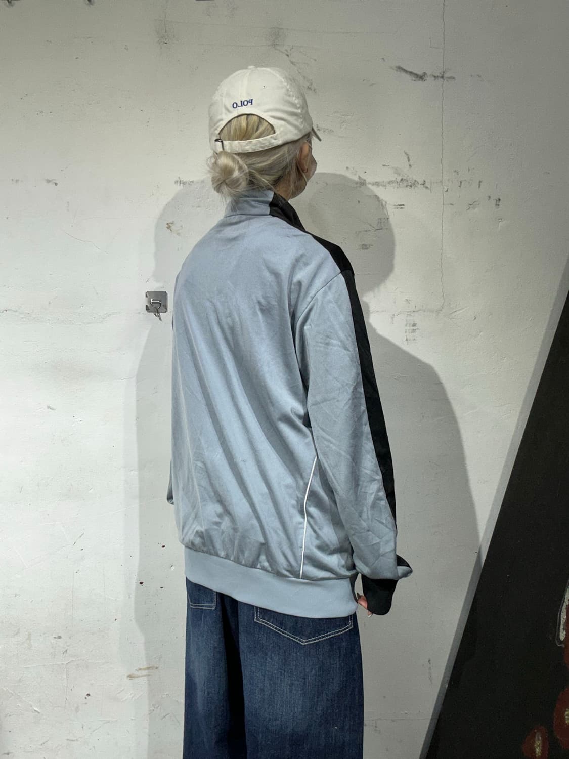 00s 아디다스 블루 블랙 오버핏 화이트 삼선 올드스쿨 트랙탑 져지 L 상품이미지3