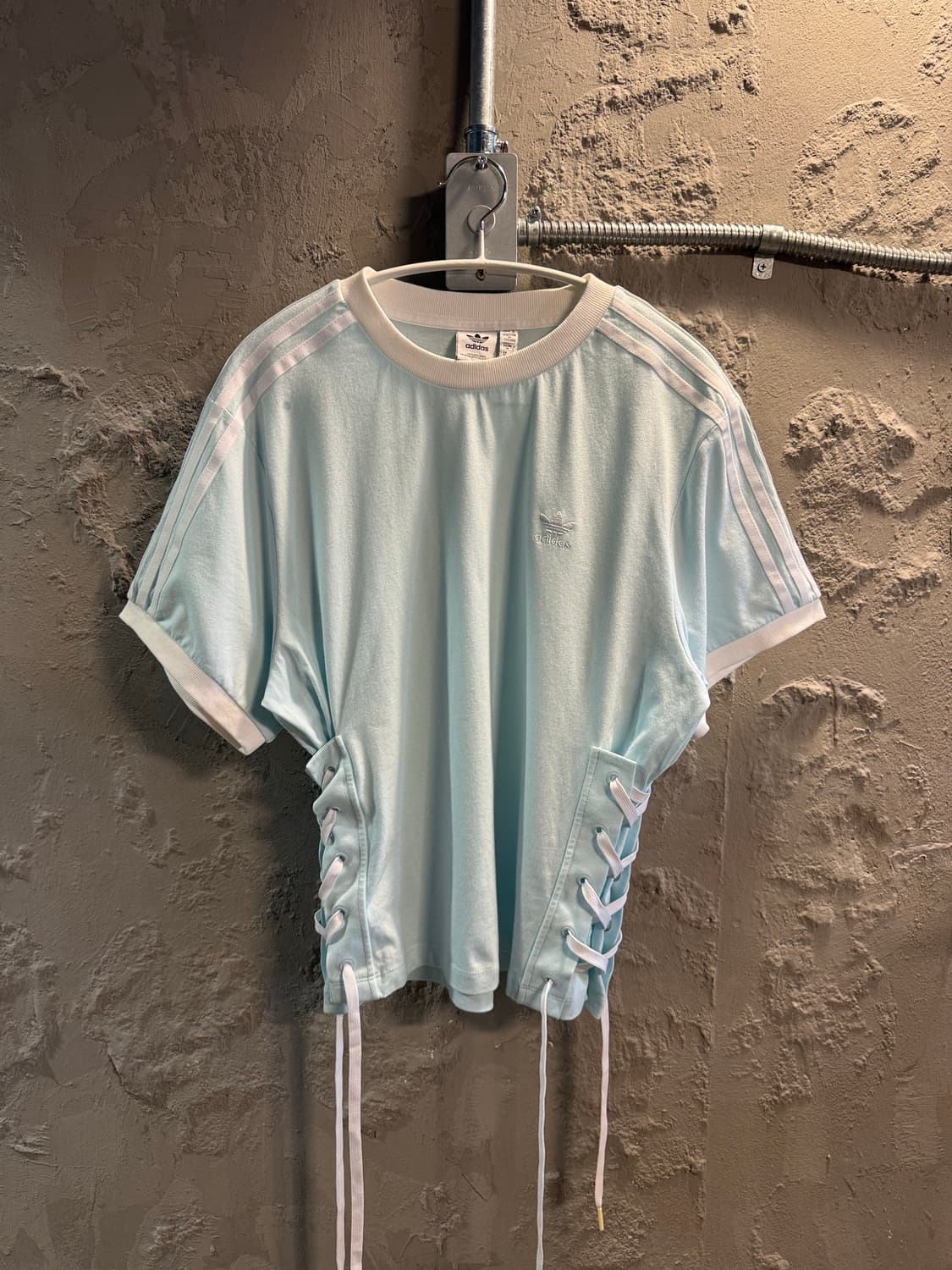 M 아디다스 adidas 트레포일 3선 레이스업 반팔 티셔츠 민트 상품이미지1