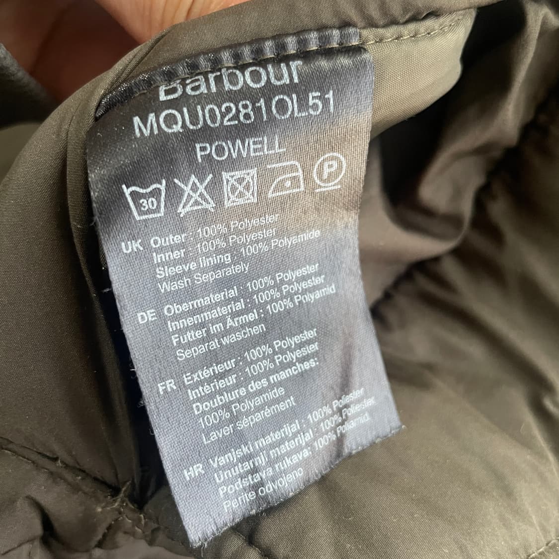 A2 Barbour 바버 브라운컬러 POWELL 퀼팅 자켓 M(95-10 상품이미지9