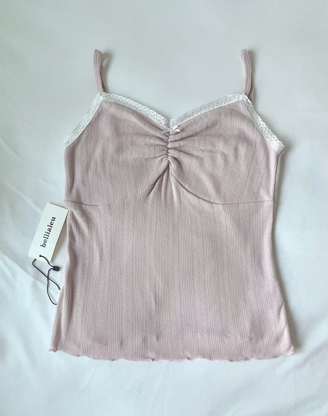 (새상품)벨리아르 스위티 리본 슬리브리스 로지핑크 나시 레이스 워니하우스 상품이미지1