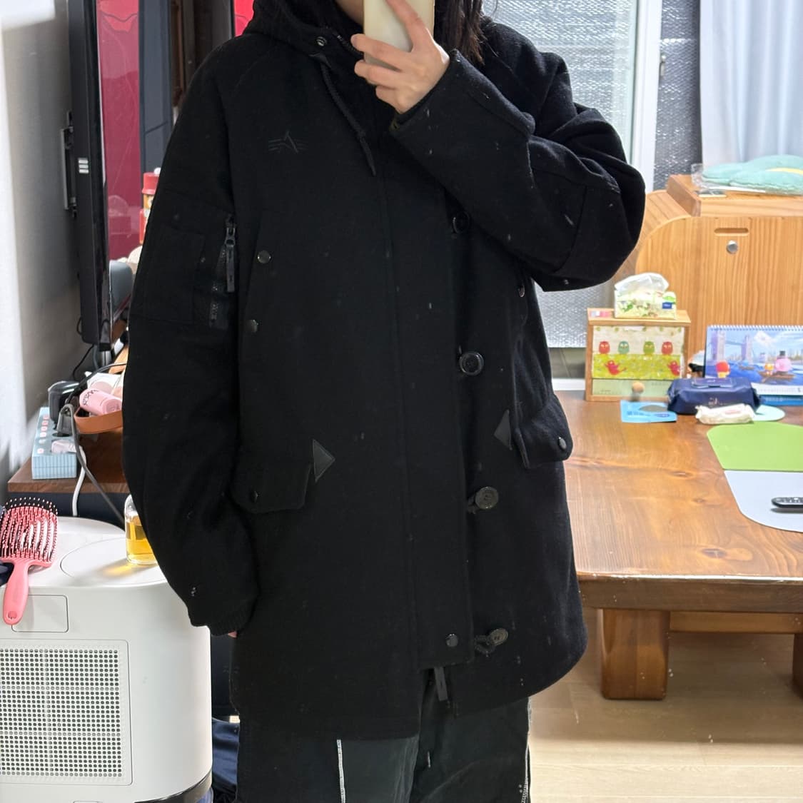 알파 인더스트리 야상 후드 코트 (블랙 105) 상품이미지2