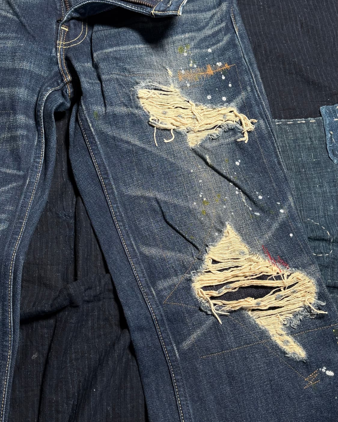 리바이스 슬림&레귤러 테이퍼드핏 페인팅 데미지 데님 팬츠 32 상품이미지4