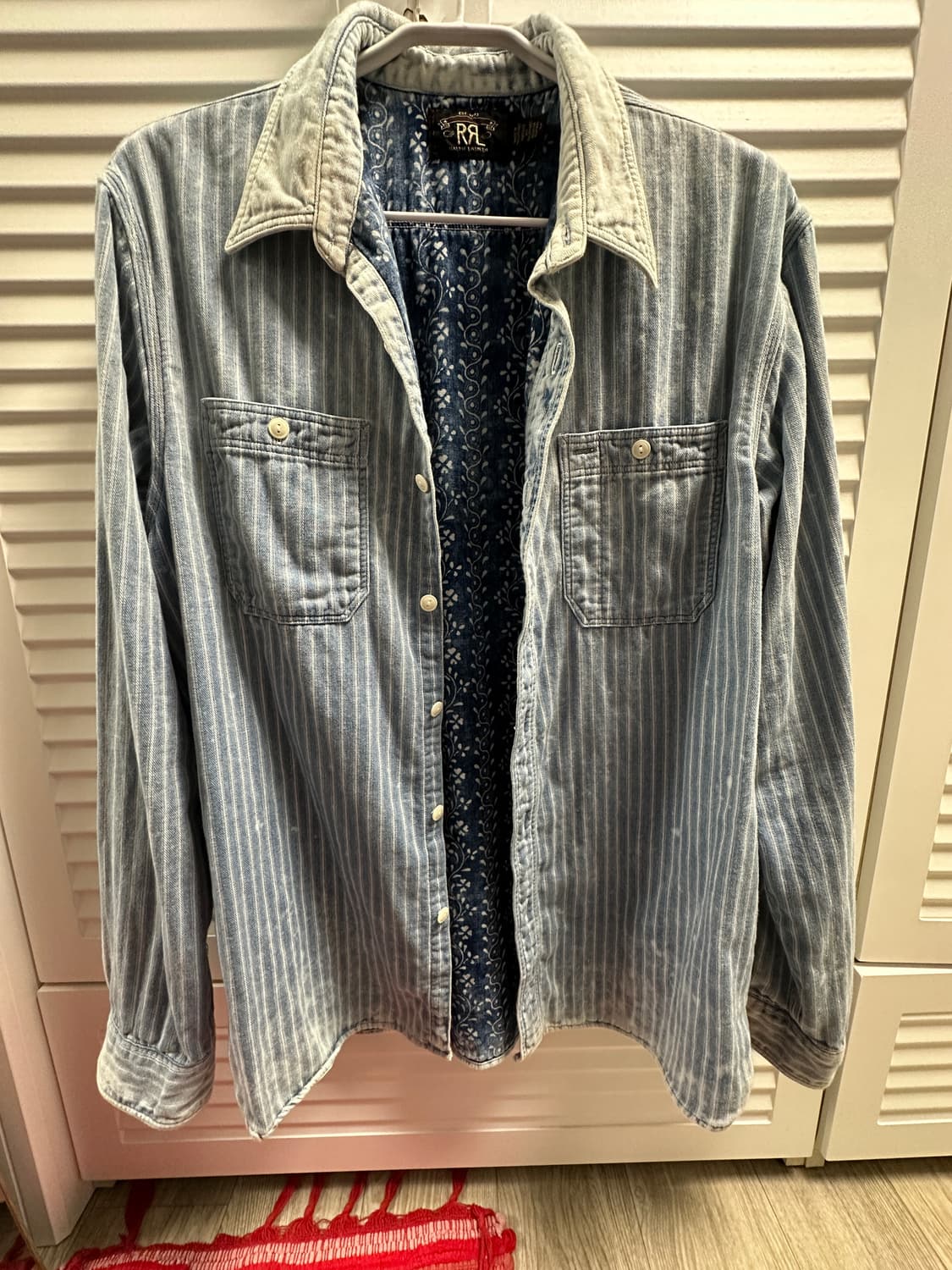 rrl 인디고 스트라이프 더블페이스 워크셔츠 L 상품이미지1
