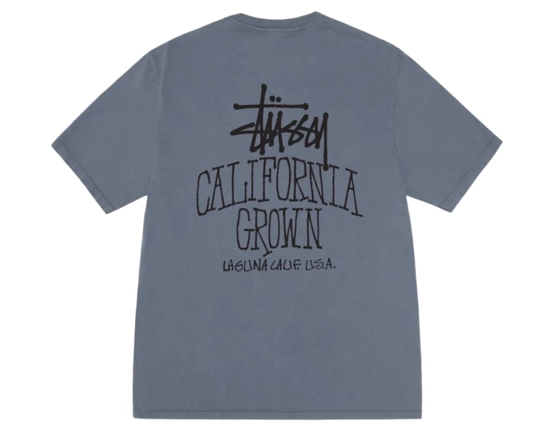 스투시 캘리 그로운 피그먼트 다이드 티셔츠 네이비 상품이미지1