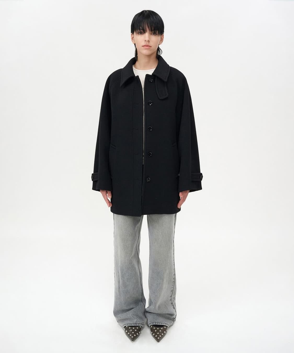 인사일런스 우먼 소프트 하프 발마칸 코트 블랙 xs 상품이미지2