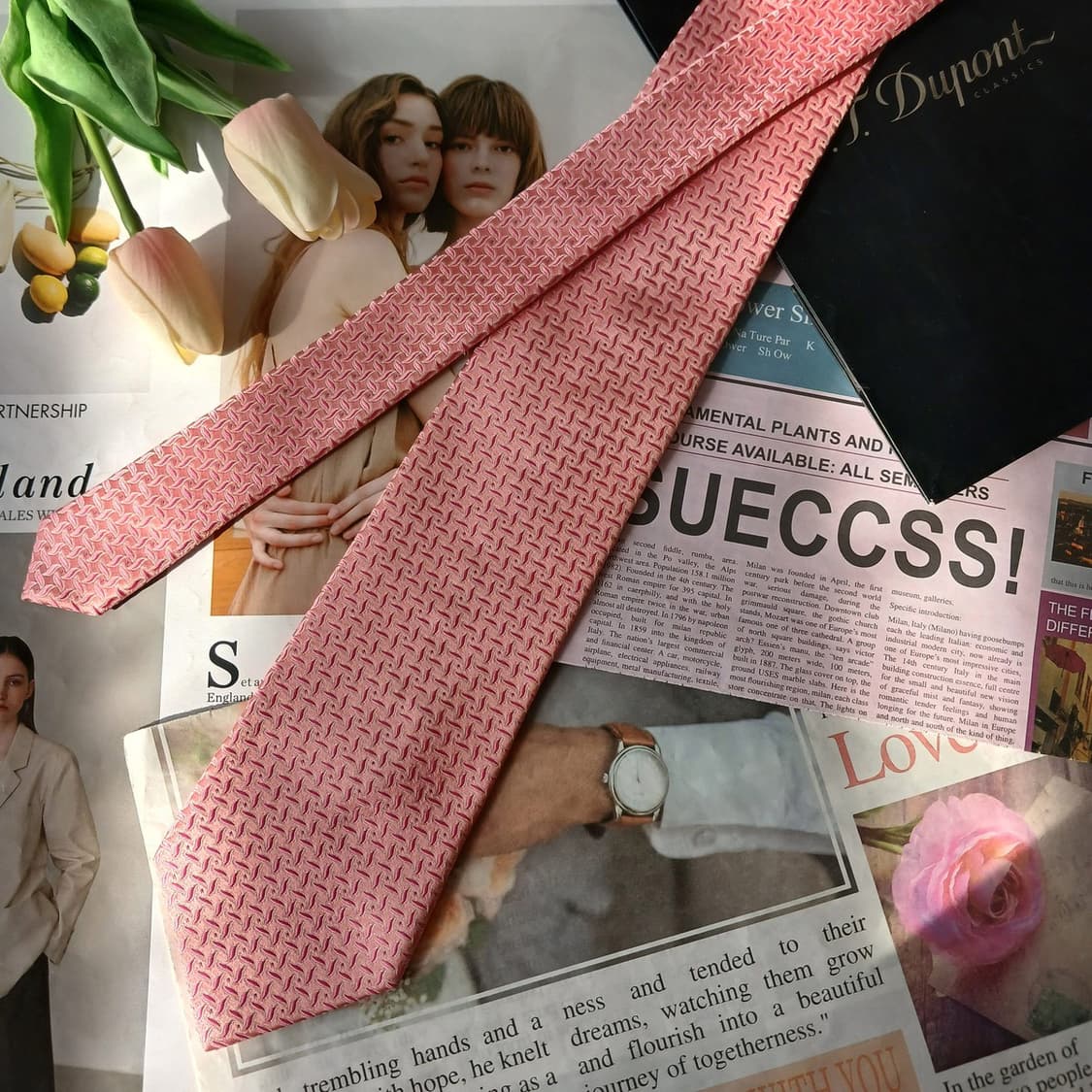 에스.티. 듀퐁 실크 핑크 패턴 넥타이 8.6cm B등급 A19555 상품이미지3