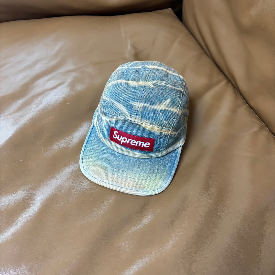 슈프림 캠프캡 모자 박스로고 더티 데님 상품이미지1