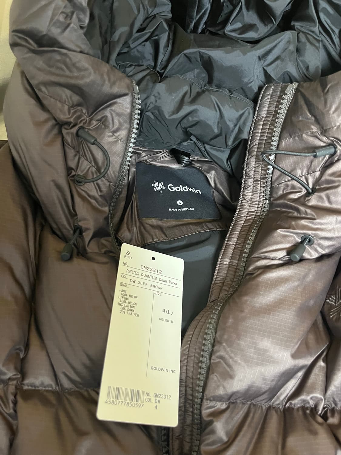 [L] 골드윈 퍼텍스 다운 파카 딥브라운 goldwin 4사이즈 상품이미지5