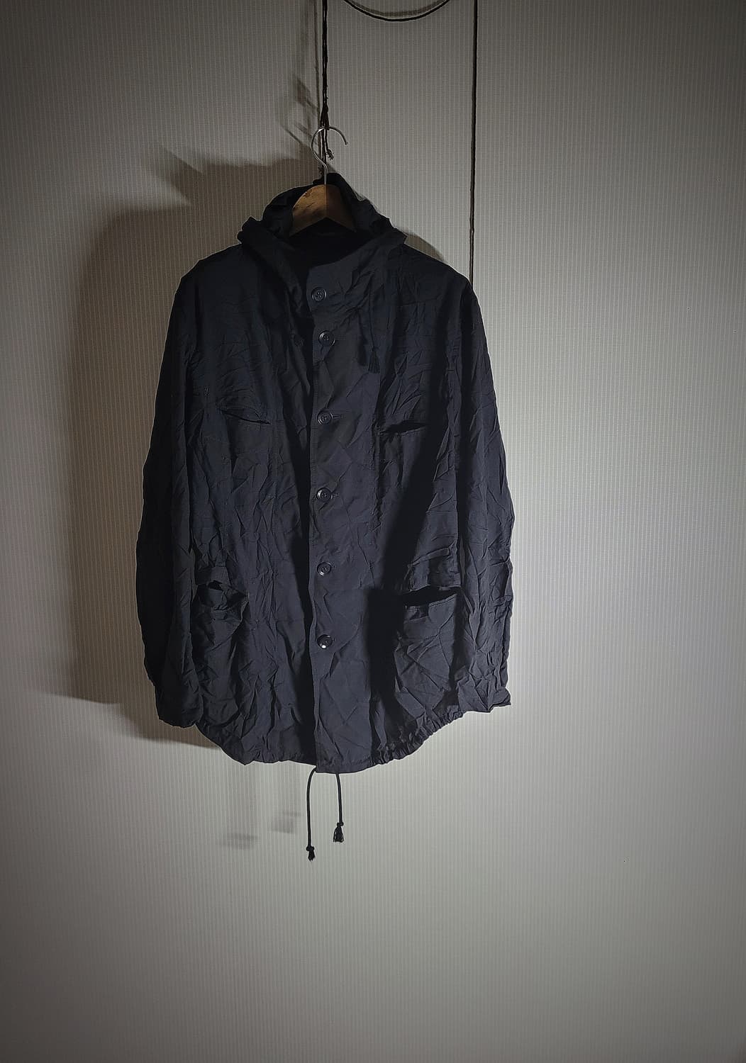 요지 야마모토 뿌르옴므 14ss주름가공 후드 자켓 상품이미지2