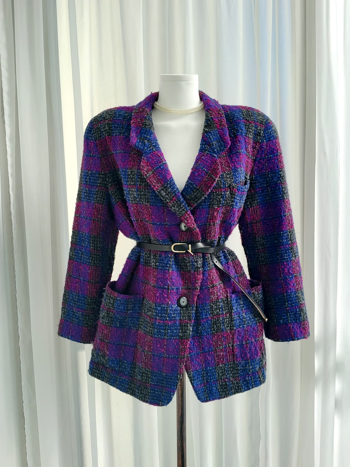 빈티지 체크 자켓 상품이미지1