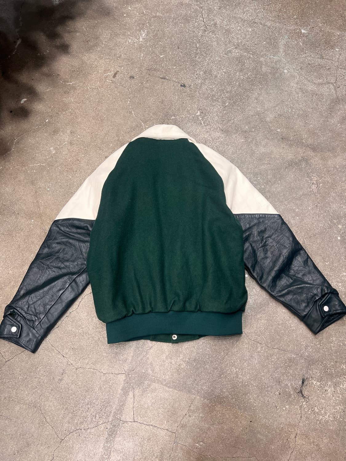 캐나가 빈티지 리얼 레더 울 바시티 자켓 상품이미지2