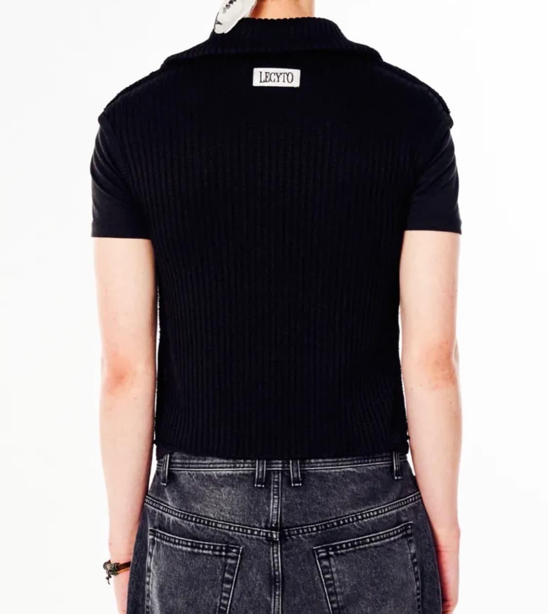 레씨토) Retro Wave Zip-Up Knit Vest_[Black] 상품이미지2