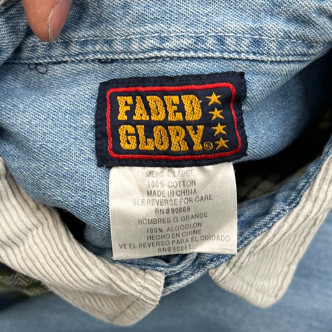 페이디드 글로리 체크 배색 데님 셔츠 r3357 상품이미지5