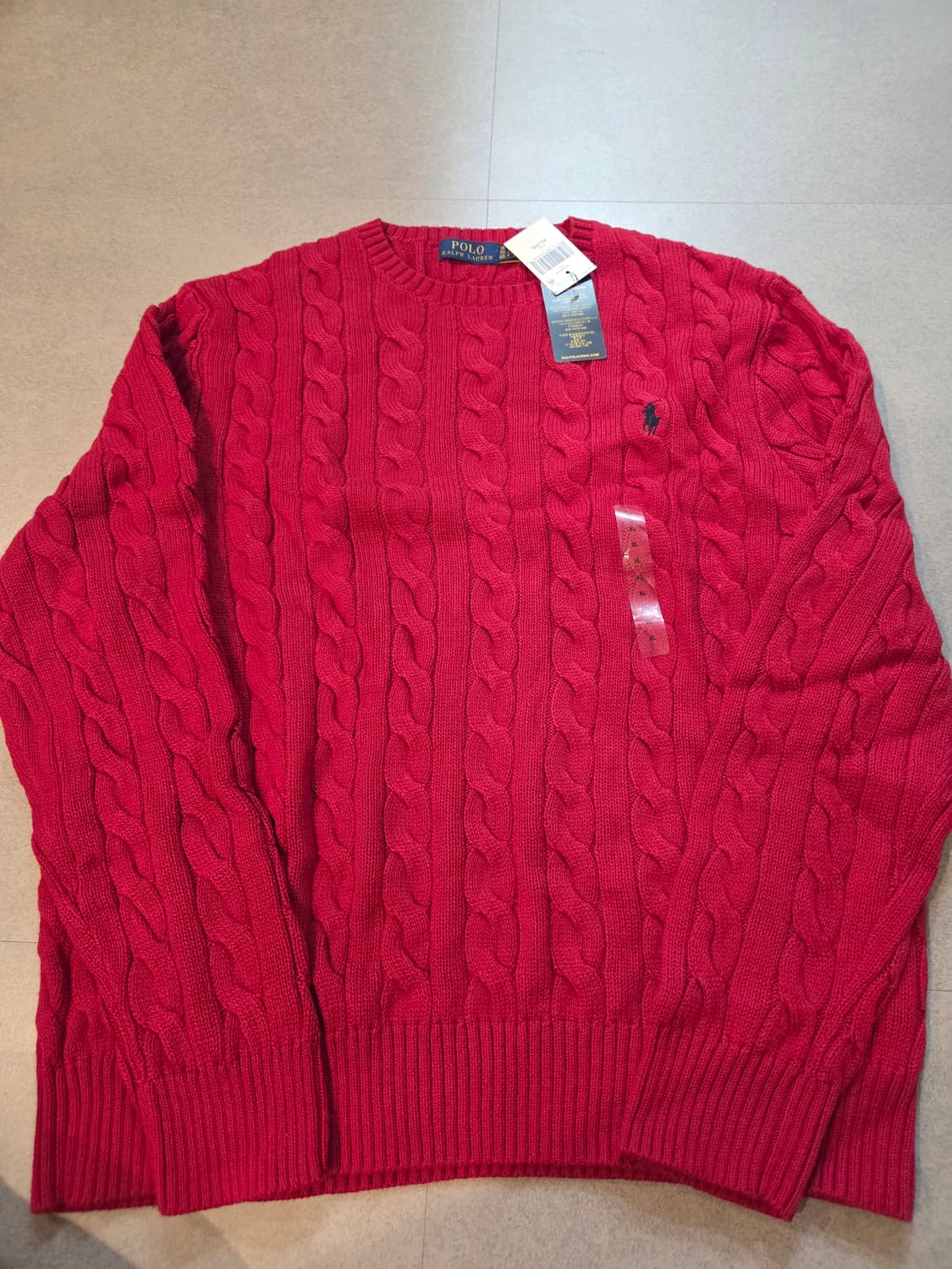 폴로 케이블 니트 레드 xl 새상품 상품이미지3