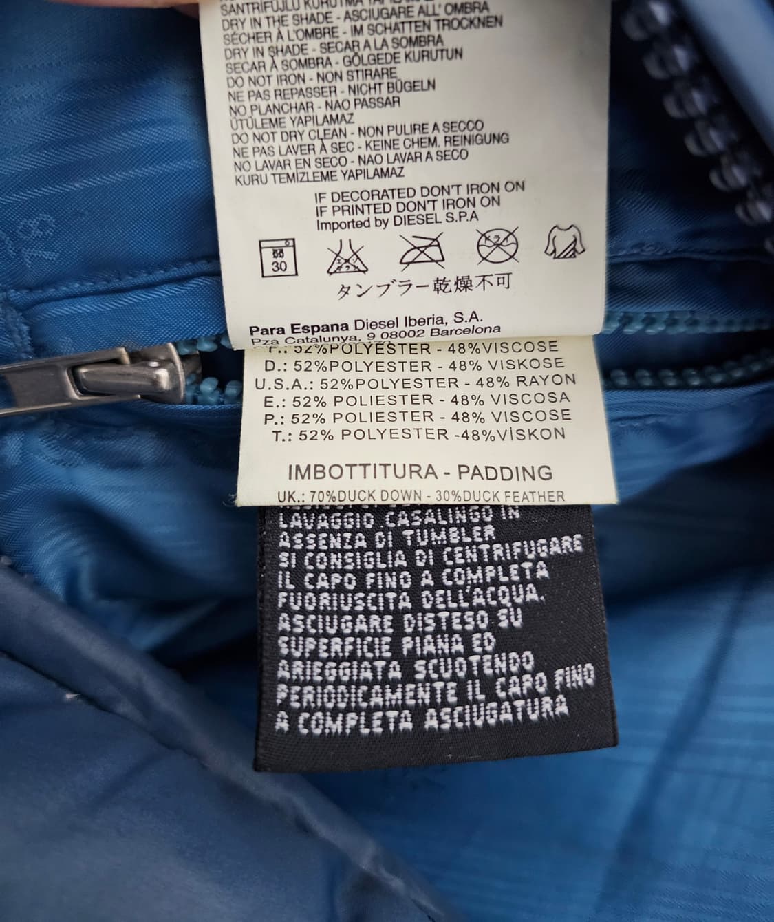 디젤 블루 패딩 조끼 M 상품이미지4