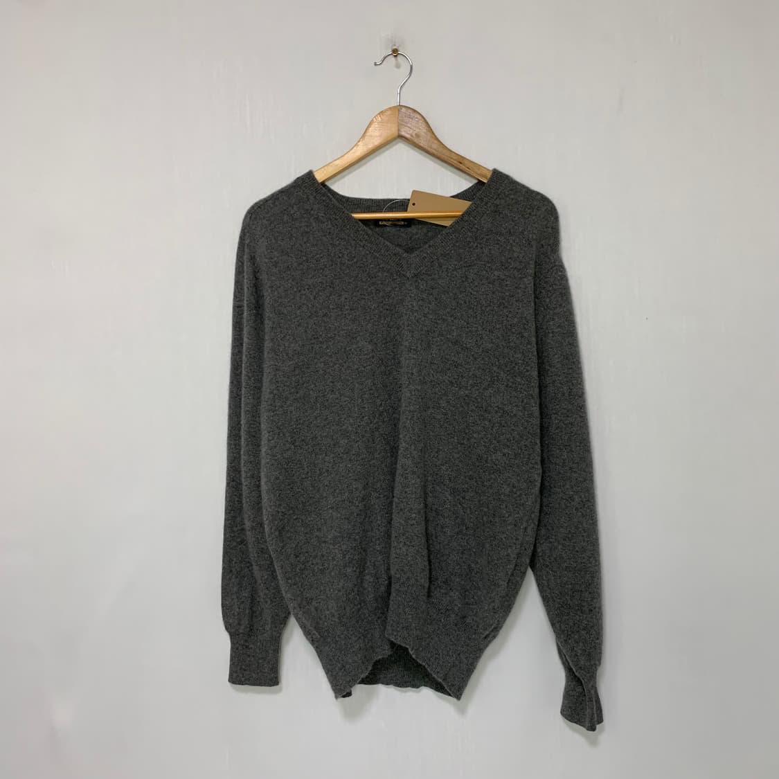 빈티지 캐시미어 100 그레이 긴팔 브이넥 니트 스웨터 M 남녀공용 상품이미지1