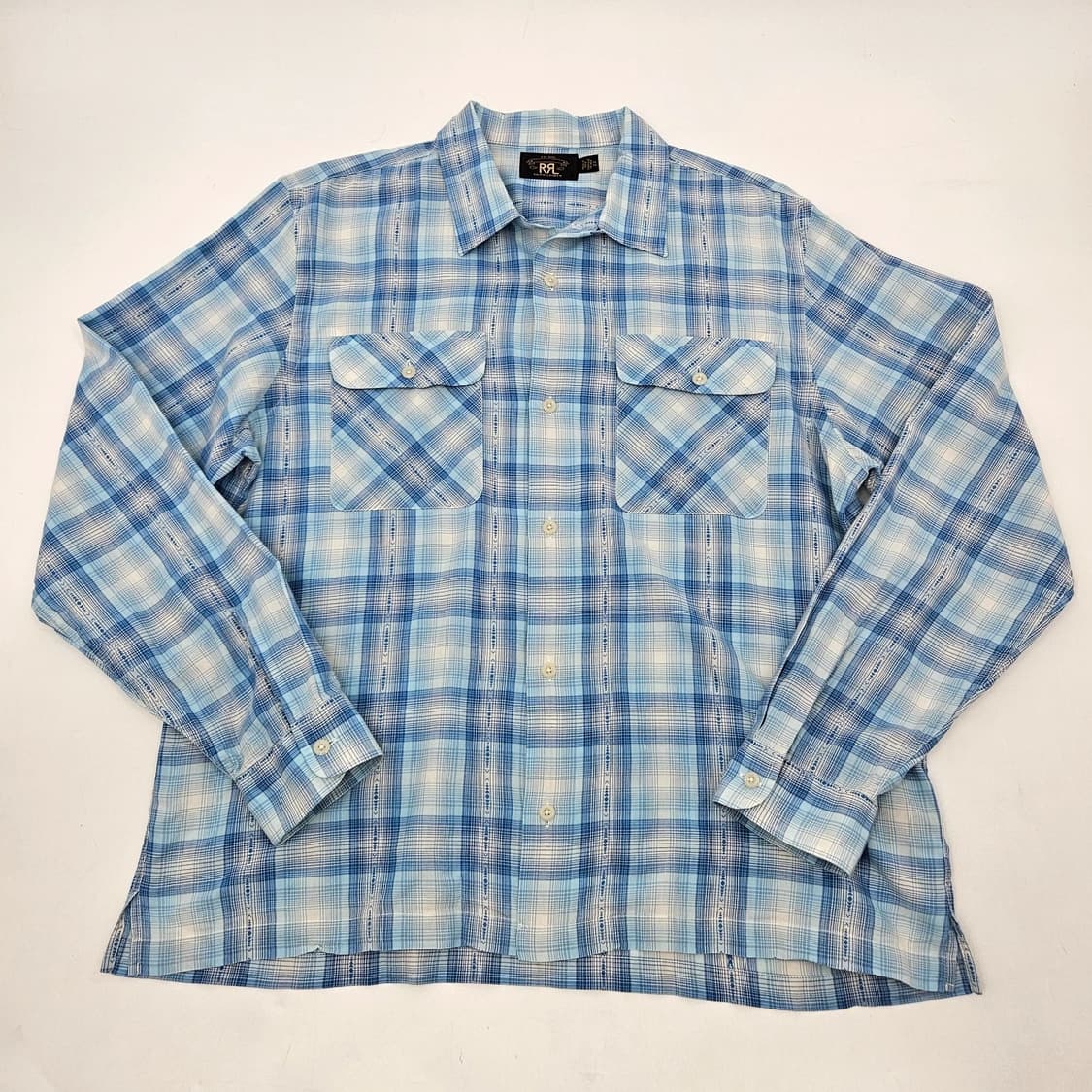 RRL 더블알엘 플래드 트윌 캠프 셔츠 스카이 블루 상품이미지1