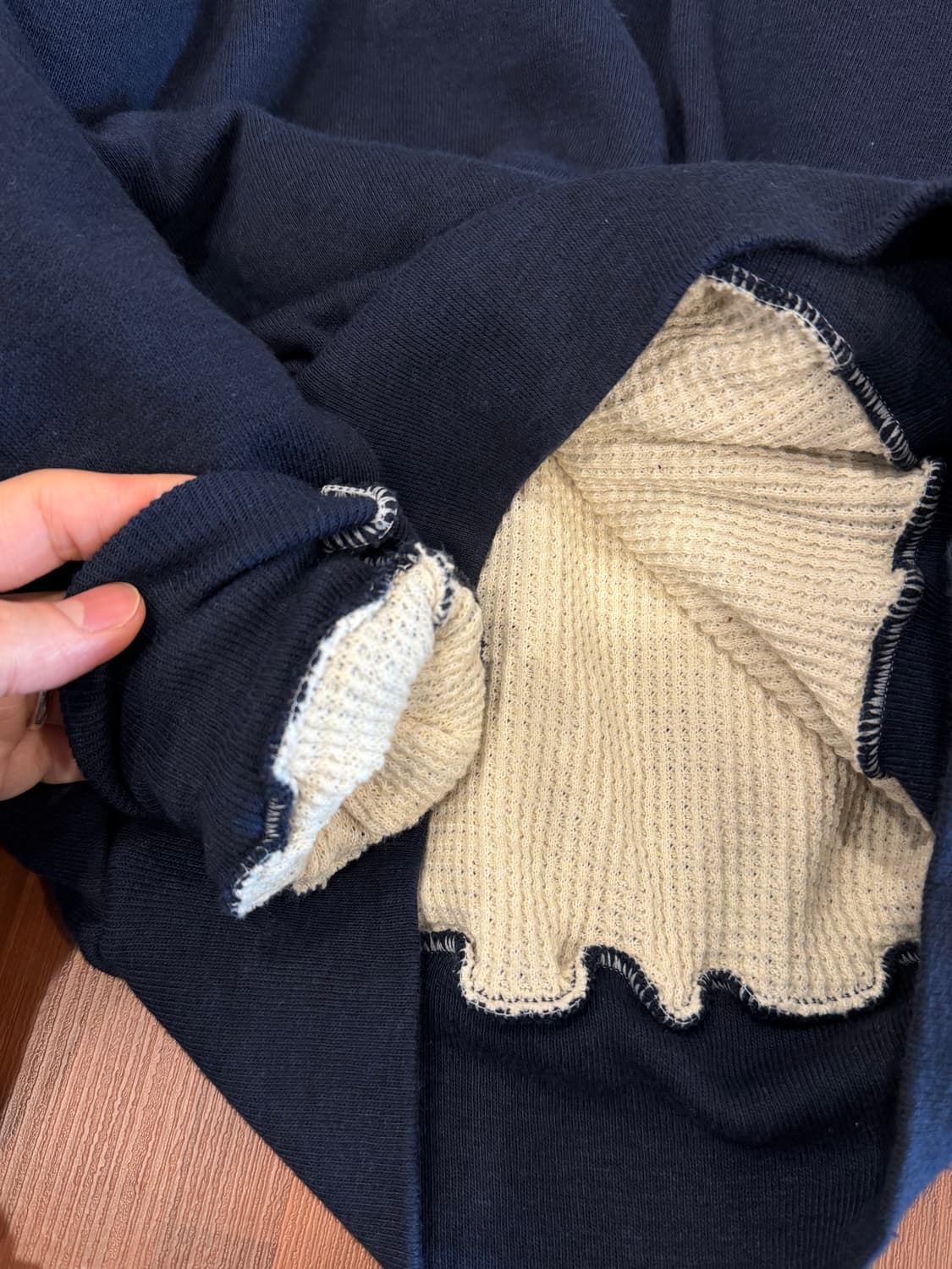 90s Vtg 빈티지 써멀 와플 스웻 셔츠 (made in USA) 상품이미지6