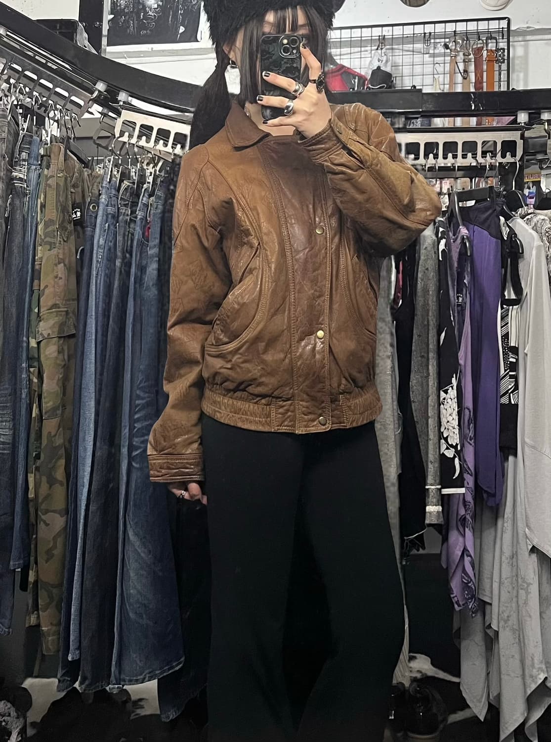 브라운 리얼 레더자켓 상품이미지1