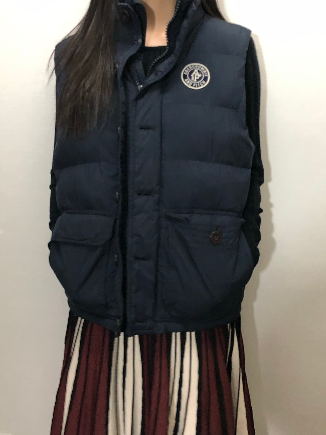 빈티지 아베크롬비 네이비 블루 베스트 패딩 상품이미지4