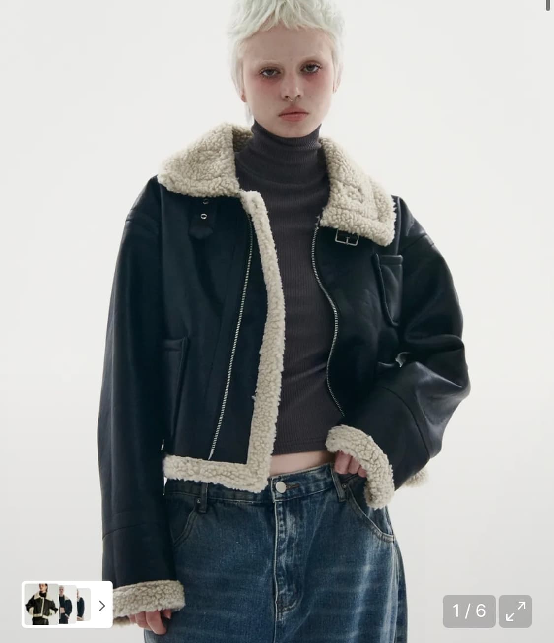 플레이스스튜디오 양털 무스탕 블랙  상품이미지2