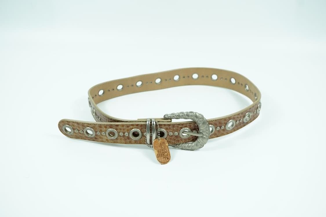 Y2K 웨스턴 무드 크로코 아일렛 통가죽 벨트 상품이미지4