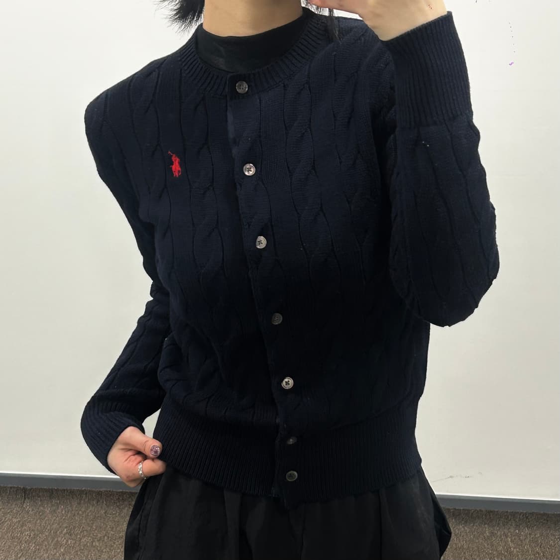 Polo 폴로 레드포니 다크네이비 케이블 니트 가디건 상품이미지2