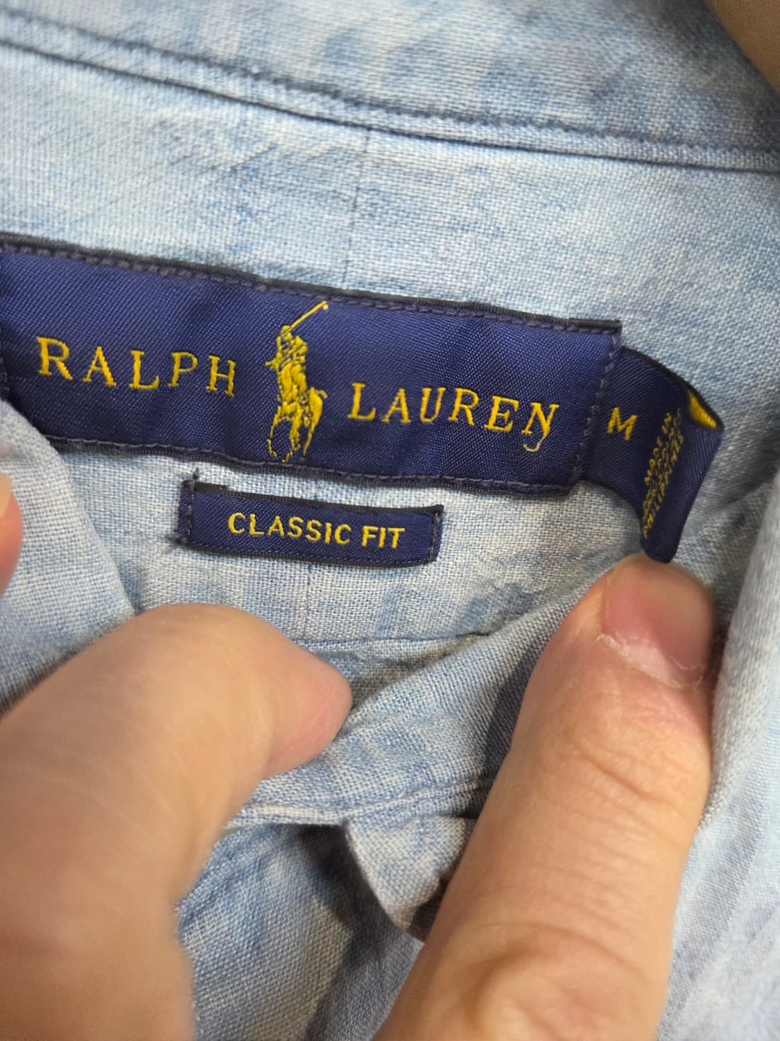 폴로랄프로렌 칼라포니 샴브레이 데님 셔츠긴팔 m 클래식핏  상품이미지3