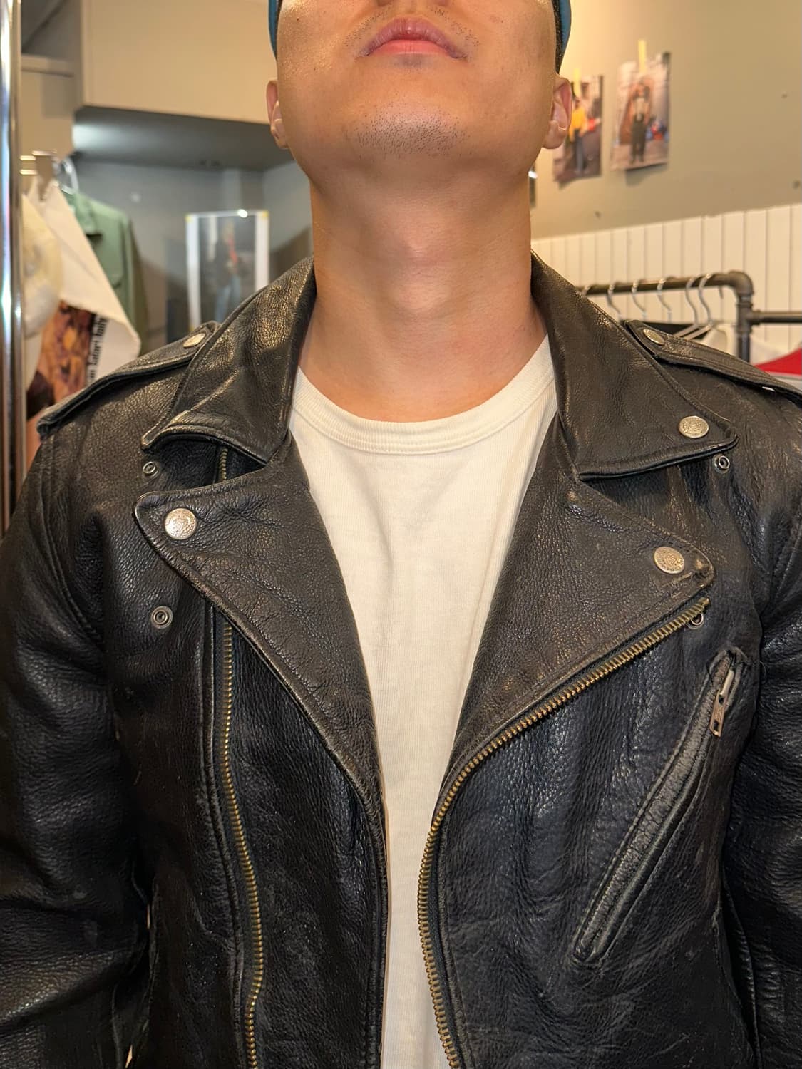 80-90‘s M.Flues cow-leather rider Jacket 상품이미지4